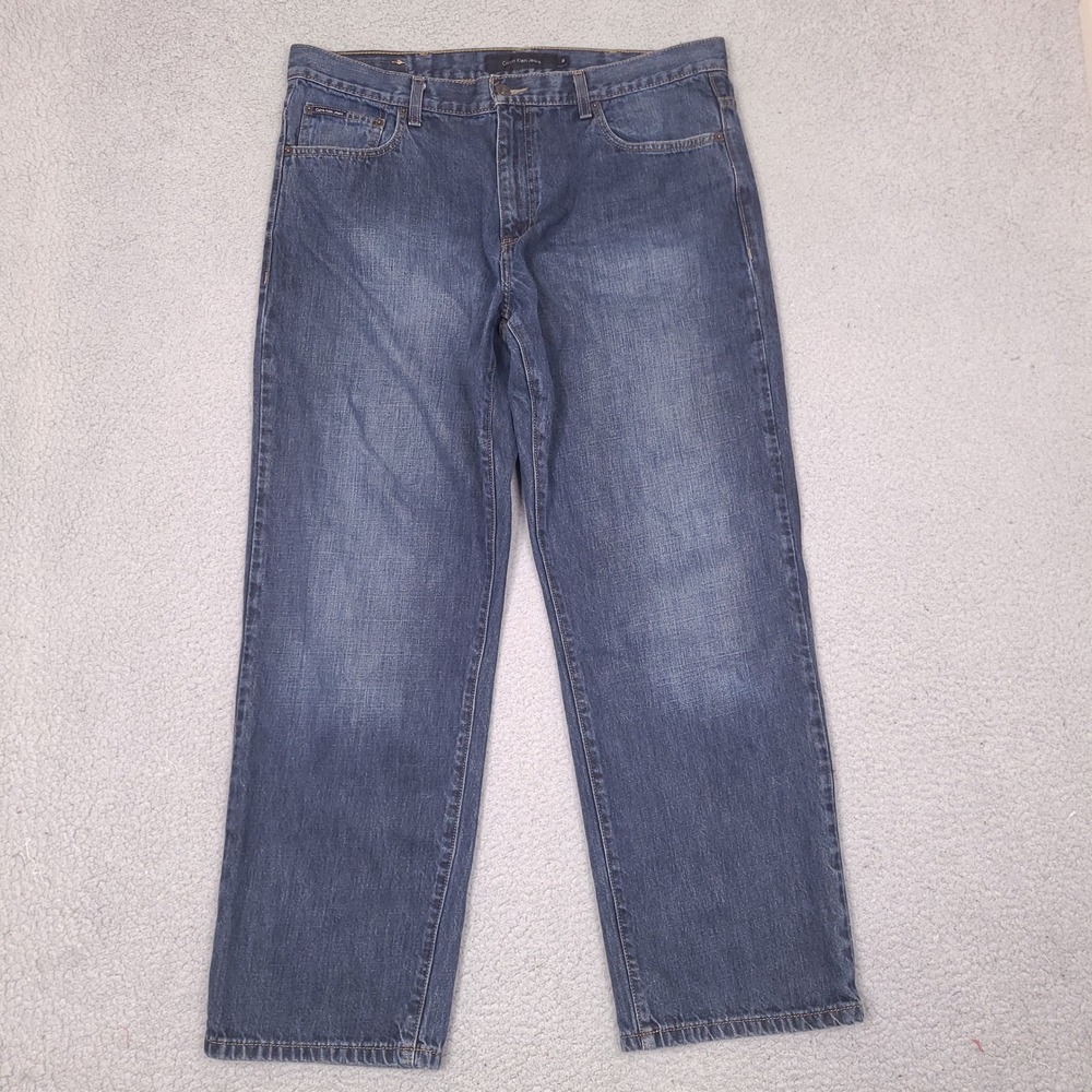 Calvin Klein Jeans Mens 38x30 Relaxed Straight Leg Blue Denim Medium Wash Cotton